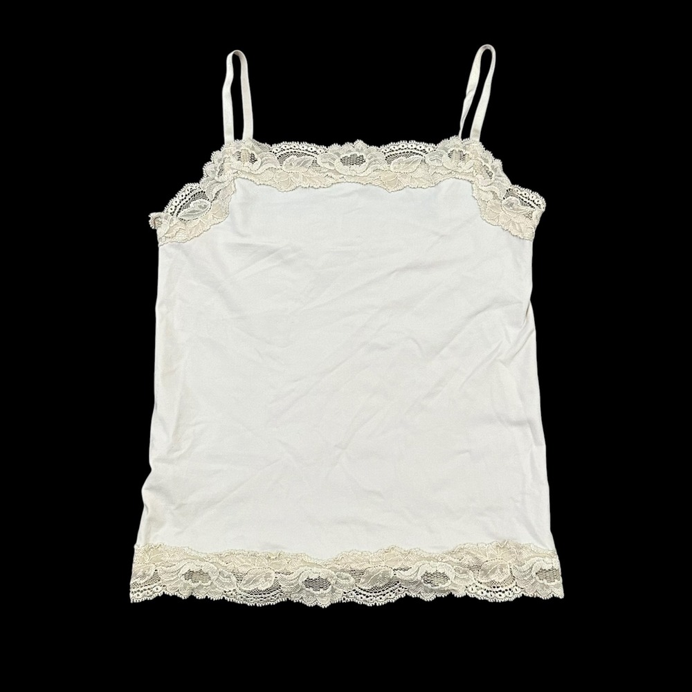 Ann Taylor Ivory Lace Trim Camisole Adjustable Strap Tank Top Small 204229 8654